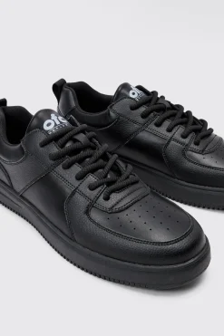 Chunky Rope Lace Trainers In Black | BoohooMAN UK