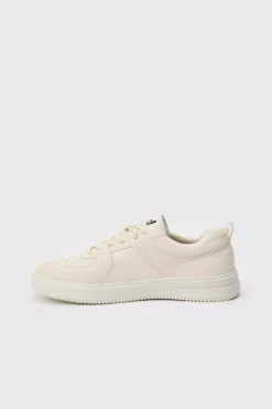 Chunky Rope Lace Trainers In White | BoohooMAN UK