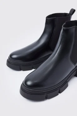 Chunky Track Sole Chelsea Boots | BoohooMAN UK