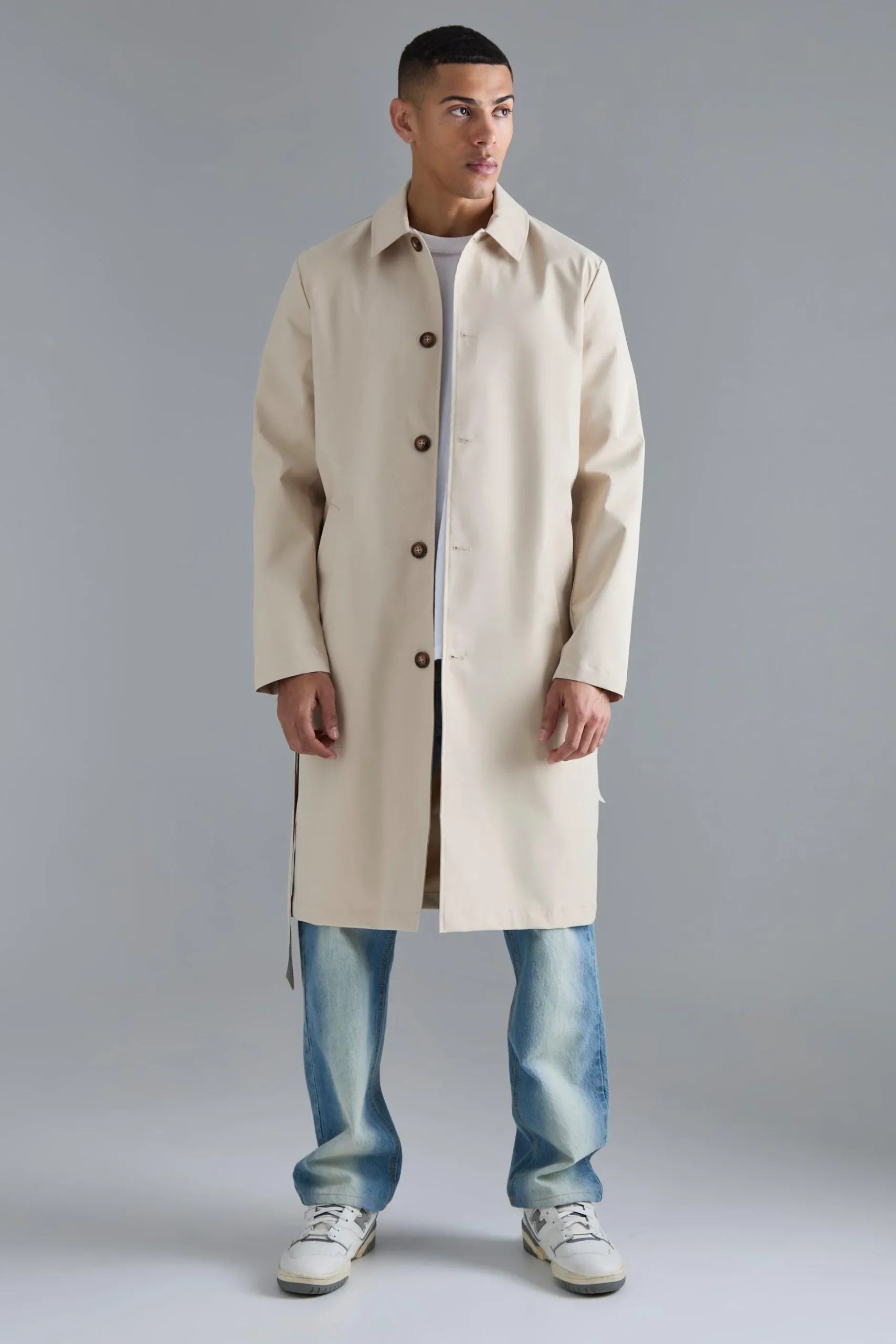 Classic Belted Trench Coat | BoohooMAN UK