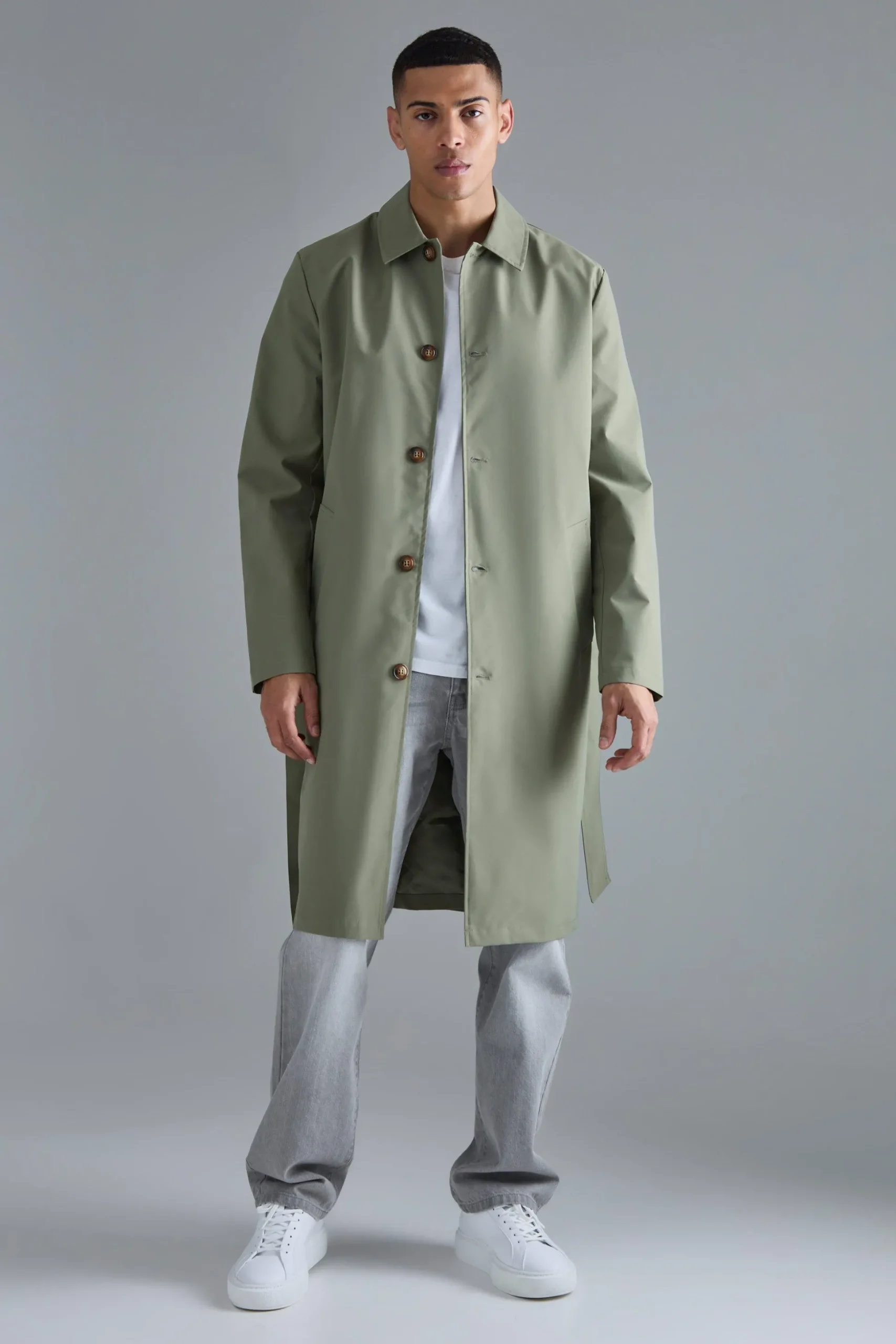 Classic Belted Trench Coat | BoohooMAN UK