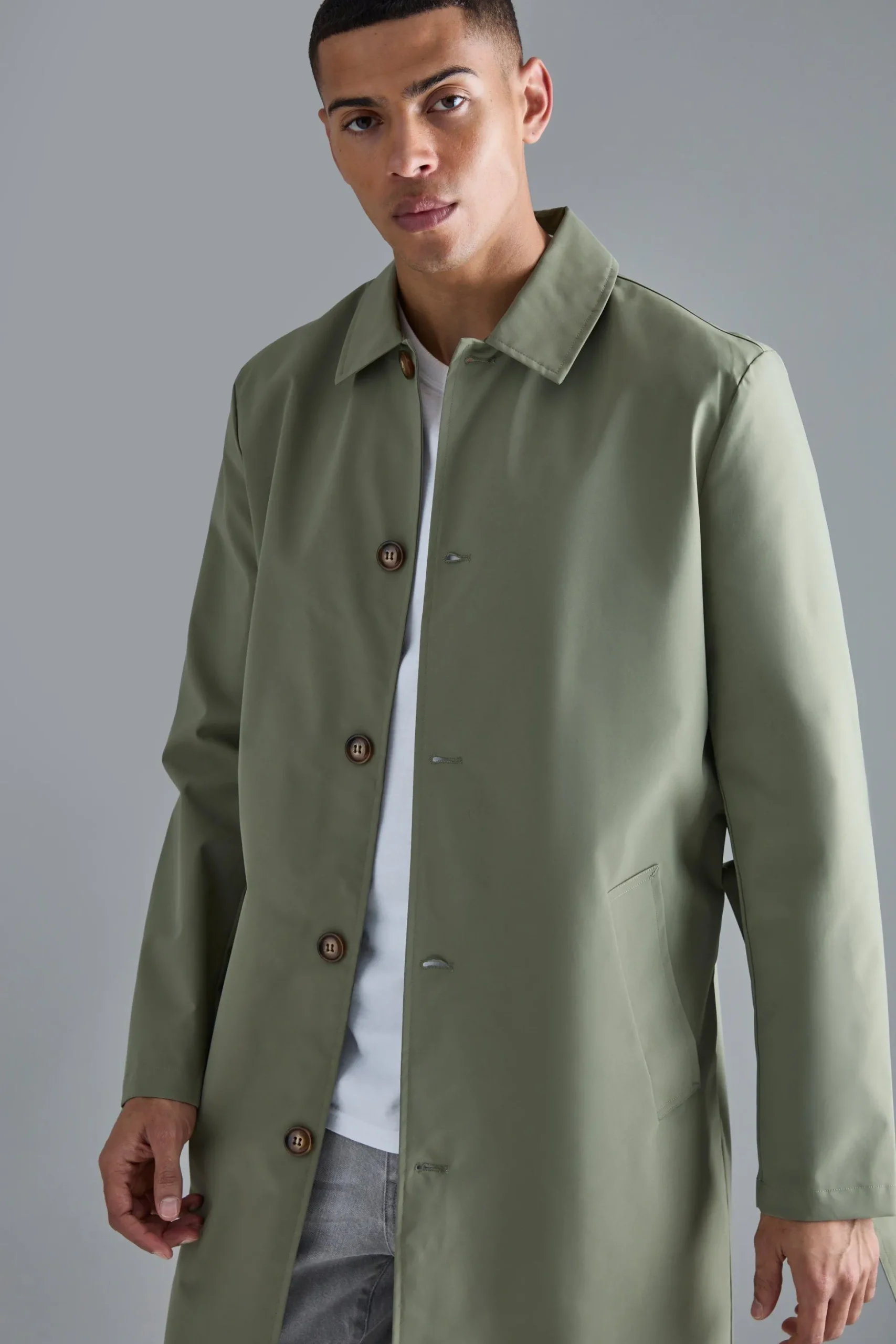 Classic Belted Trench Coat | BoohooMAN UK