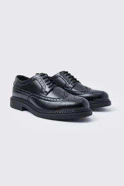 Classic Faux Leather Brogue | BoohooMAN UK