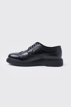 Classic Faux Leather Brogue | BoohooMAN UK