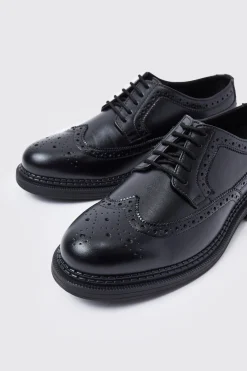 Classic Faux Leather Brogue | BoohooMAN UK