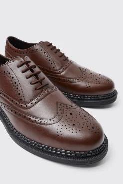 Classic Faux Leather Brogue | BoohooMAN UK