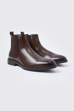 Classic Faux Leather Chelsea Boots | BoohooMAN UK
