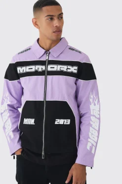 Collared Twill Moto Jacket | BoohooMAN UK