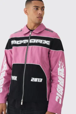 Collared Twill Moto Jacket | BoohooMAN UK