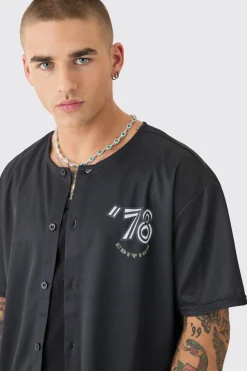 Collarless Mesh Back Print Shirt | BoohooMAN UK