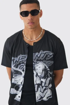 Collarless Mesh Twenty Shirt | BoohooMAN UK