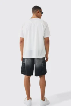 Collarless Mesh Twenty Shirt | BoohooMAN UK