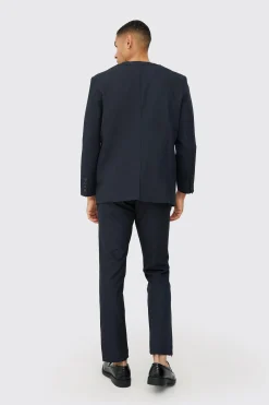 Collarless Straight Blazer | BoohooMAN UK