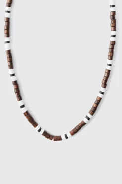 Colour Bead Necklace In Black | BoohooMAN UK
