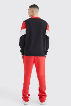 Colour Block Extended Neck Sweatshirt | BoohooMAN UK