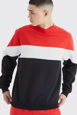 Colour Block Extended Neck Sweatshirt | BoohooMAN UK