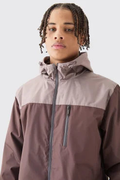 Colour Block Hooded Zip Through Cagoule | BoohooMAN UK