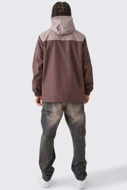 Colour Block Hooded Zip Through Cagoule | BoohooMAN UK