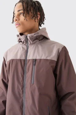 Colour Block Hooded Zip Through Cagoule | BoohooMAN UK