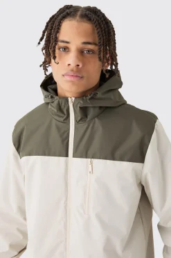 Colour Block Hooded Zip Through Cagoule | BoohooMAN UK