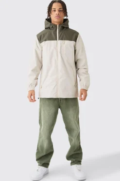 Colour Block Hooded Zip Through Cagoule | BoohooMAN UK