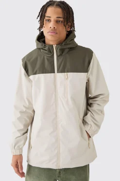 Colour Block Hooded Zip Through Cagoule | BoohooMAN UK