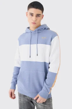Colour Block Man Tape Hoodie | BoohooMAN UK