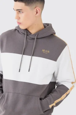 Colour Block Man Tape Hoodie | BoohooMAN UK