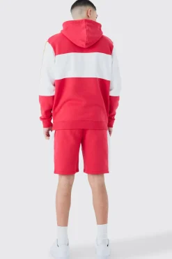 Colour Block Man Tape Short Tracksuit | BoohooMAN UK