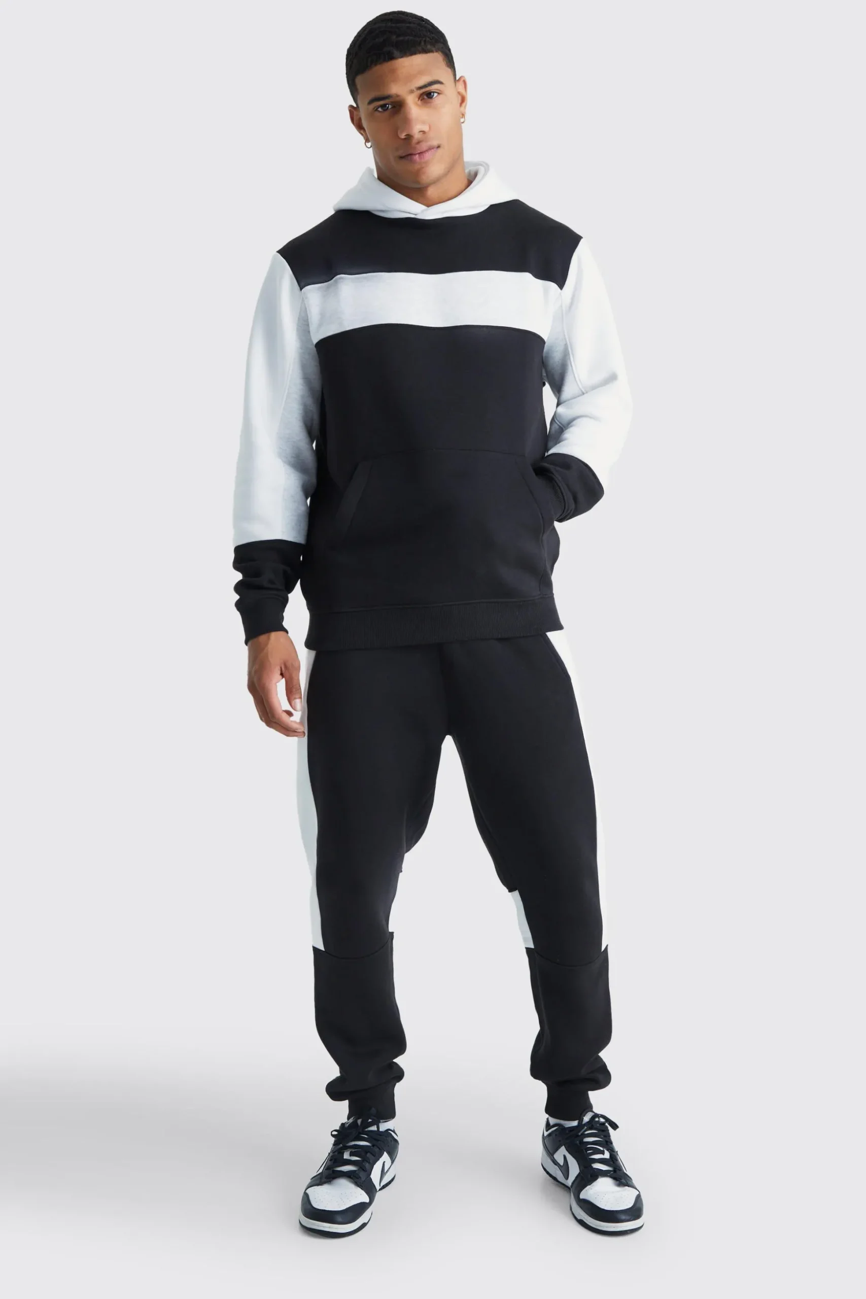 Colour Block Panel Hooded Tracksuit | BoohooMAN UK
