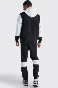 Colour Block Panel Hooded Tracksuit | BoohooMAN UK