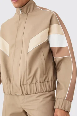 Colour Block Relaxed Fit Tailored Track Jacket | BoohooMAN UK