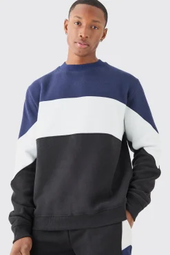 Colour Block Sweatshirt Short Tracksuit | BoohooMAN UK