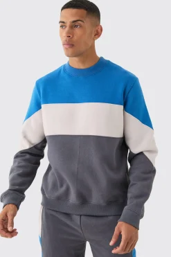 Colour Block Sweatshirt Short Tracksuit | BoohooMAN UK