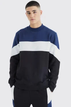 Colour Block Sweatshirt Tracksuit | BoohooMAN UK
