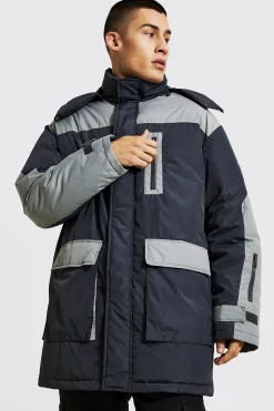 Colourblock Parka With Hood | BoohooMAN UK