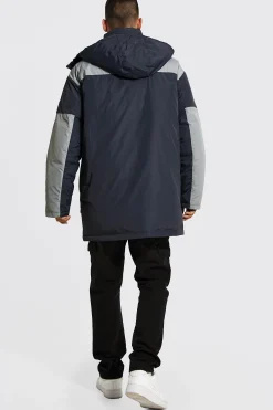 Colourblock Parka With Hood | BoohooMAN UK