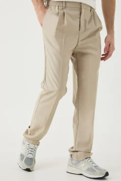Comfort Waist Pleat Front Trousers | BoohooMAN UK