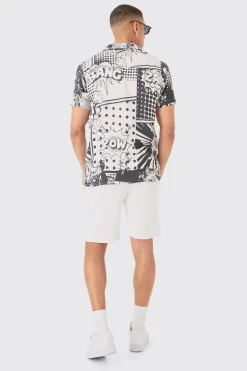 Comic Viscose Regular Fit Shirt | BoohooMAN UK