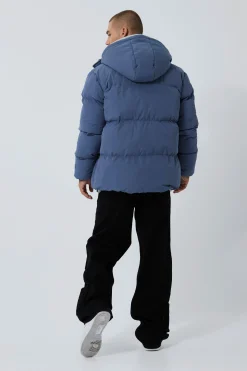 Concealed Placket Hooded Puffer | BoohooMAN UK