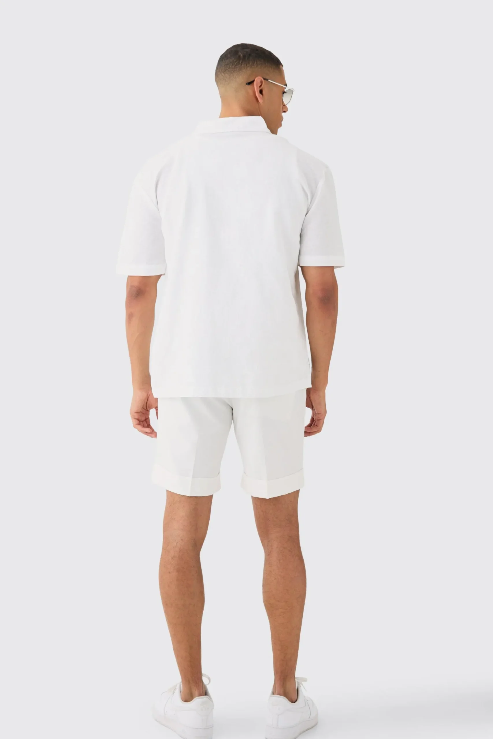 Concealed Placket Linen Boarder Shirt | BoohooMAN UK