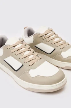 Contrast Chunky Trainer In Stone | BoohooMAN UK