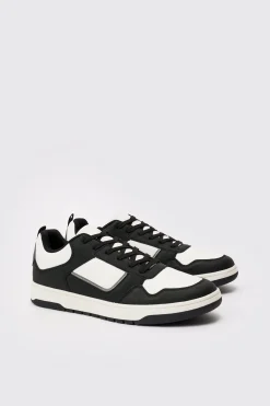 Contrast Chunky Trainer In Black | BoohooMAN UK