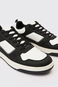 Contrast Chunky Trainer In Black | BoohooMAN UK