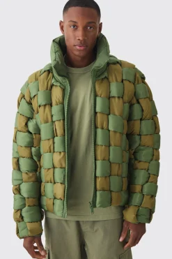 Contrast Hand Weft Padded Puffer | BoohooMAN UK