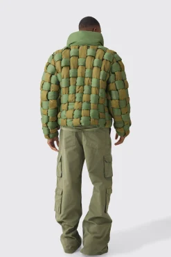 Contrast Hand Weft Padded Puffer | BoohooMAN UK