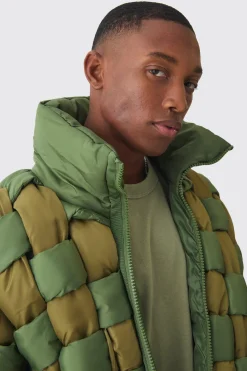 Contrast Hand Weft Padded Puffer | BoohooMAN UK