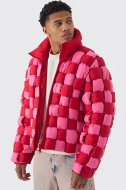 Contrast Hand Weft Padded Puffer | BoohooMAN UK