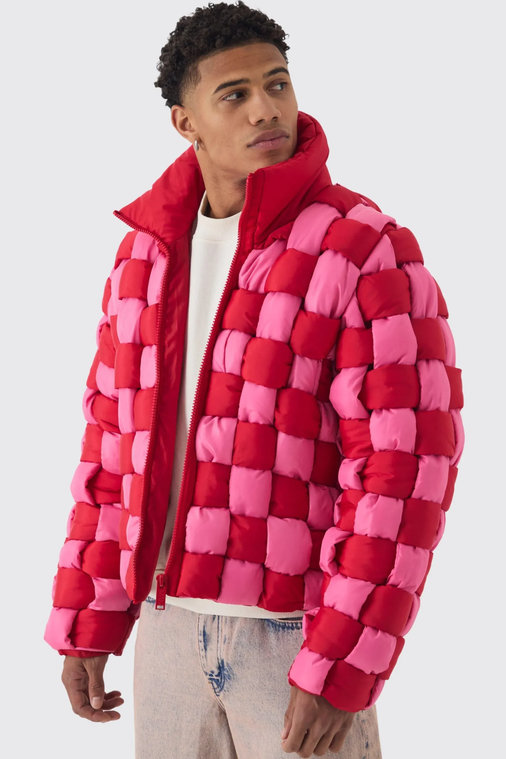 Contrast Hand Weft Padded Puffer | BoohooMAN UK