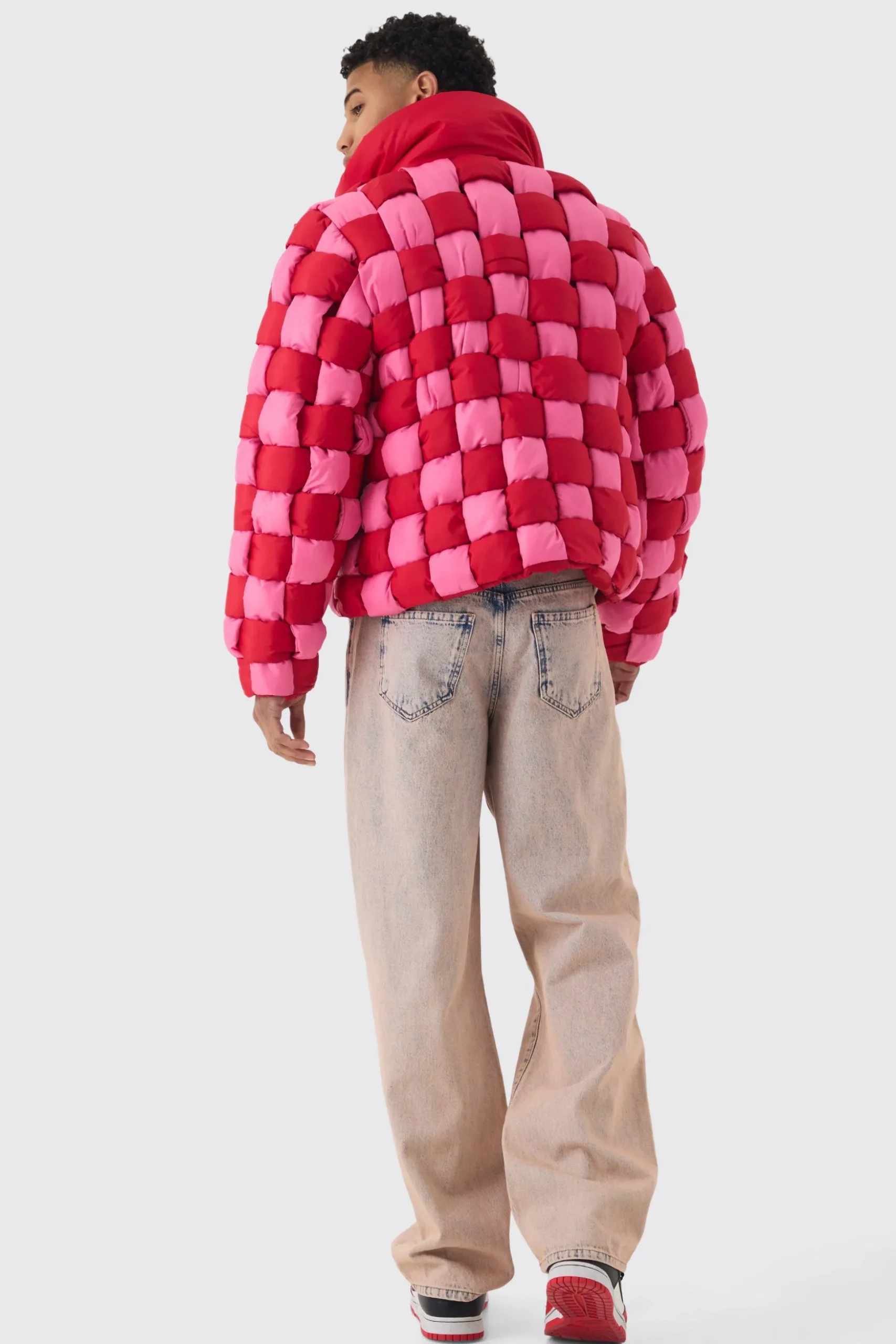 Contrast Hand Weft Padded Puffer | BoohooMAN UK